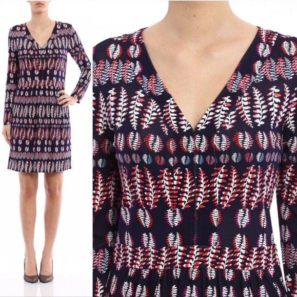 Tory Burch Fantasy Spring Fern Printed Long sleeve Dress - Picture 3 of 9